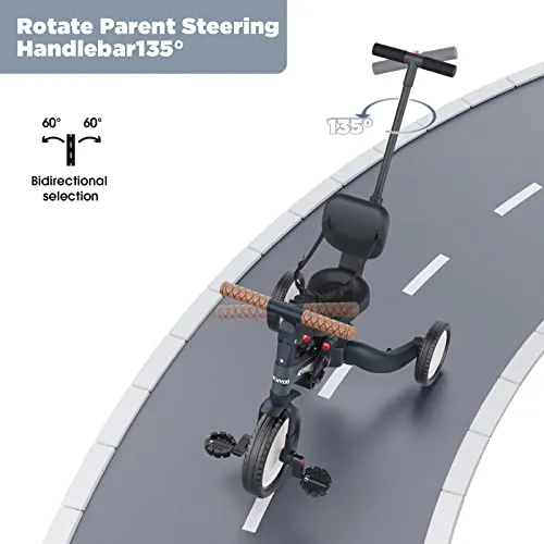 Newyoo Tricycles for 1-3 Year Olds, Toddler Bike with Backrest and Safety Belt