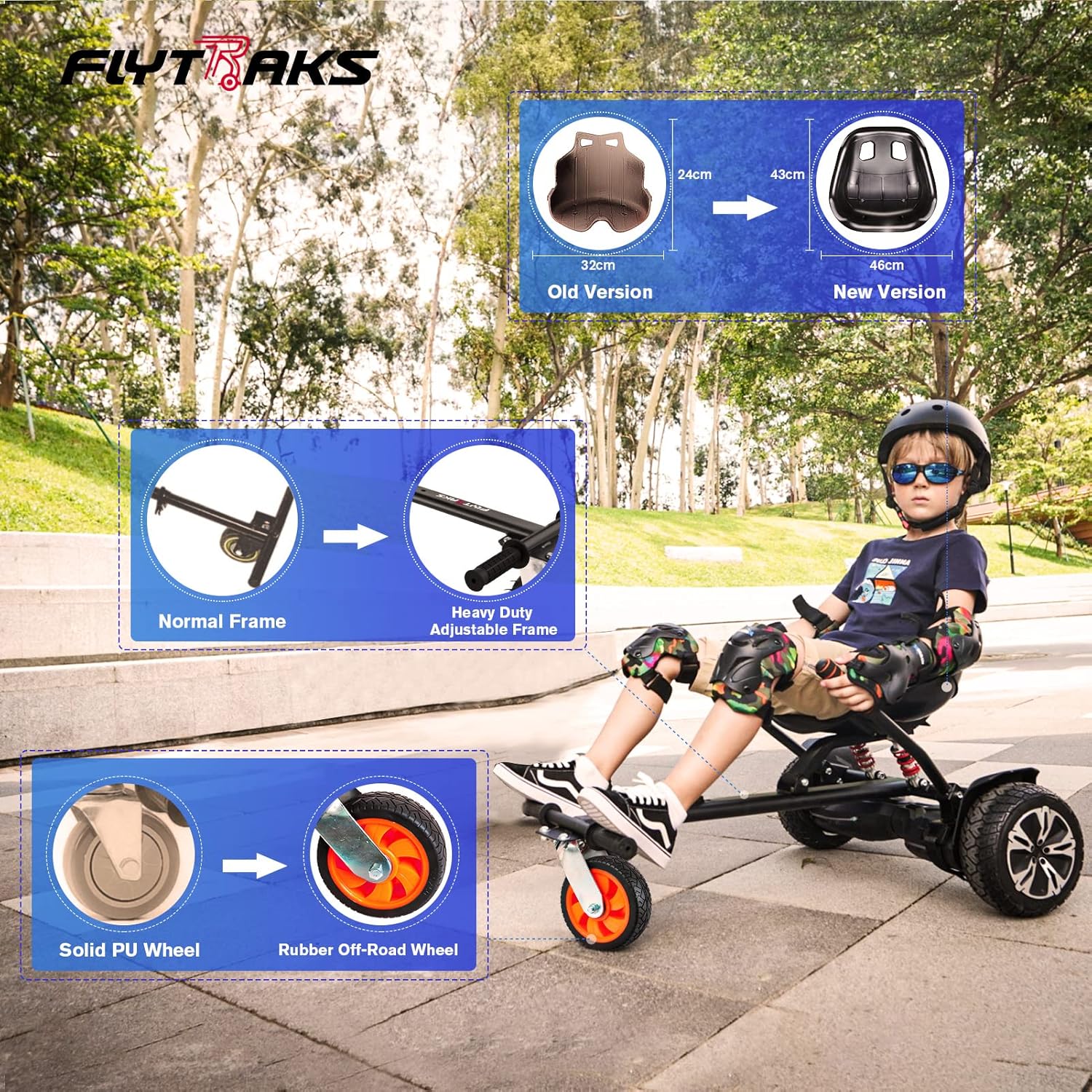 Hoverboard Go Kart with Rear Shock Absorption, Hoverboard Seat Attachment Accessory for 6