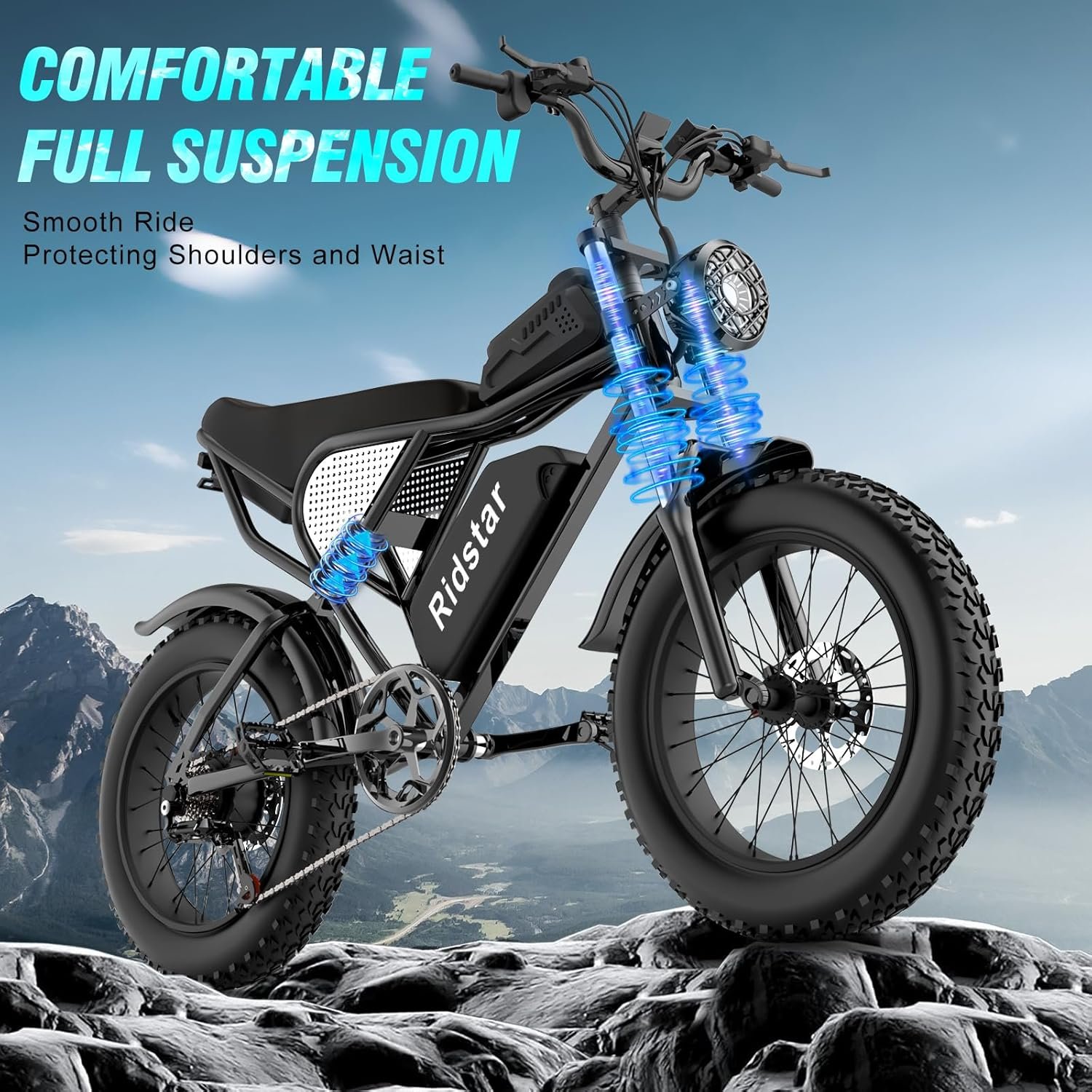 Electric Bike for Adults Q20, 2000/1500W, 37/30MPH,52V 40AH,48V/20AH E-Bike,30-180 Miles Electric Motorcycle, 20��� Fat Tire Dirt Bike, UL2849 All Terrain for Mountains, Snow, Sand, Road
