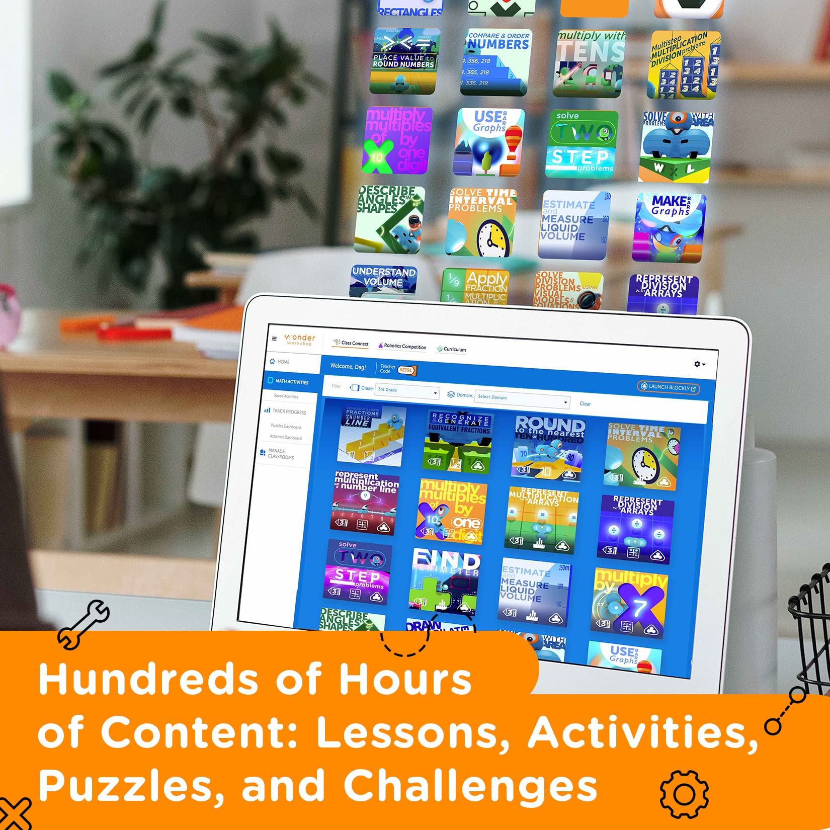 Wonder Workshop Dash Robot for Kids, Interactive Coding & Play, Ages 6-11, Includes Building Brick Connectors & USB Charger