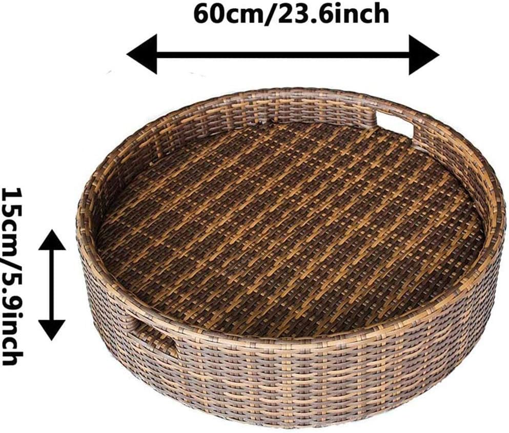 Round Rattan Woven Serving Tray Rattan Floating Breakfast Tray with Handles, Swimming Pool Floats, for Adults for Sandbars Spas Bath and Parties Wedding Photography Photo Shoot