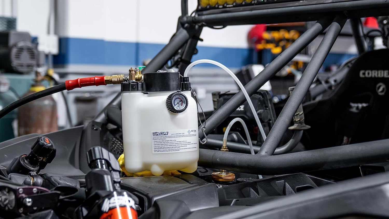 AGM Brake Pressure Bleeder Kit 3L with 1L Catch Bottle, Air Compressor Compatible, ABS & Traction Control, One-Person Use