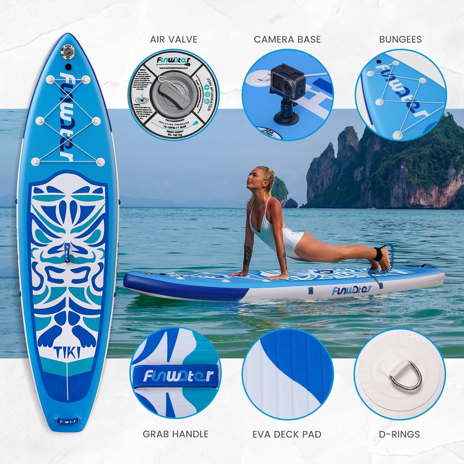 Inflatable Ultra-Light Stand Up Paddle Board for All Skill Levels with Premium SUP Paddleboard Accessories,Non-Slip Comfort Deck for Youth & Adults.