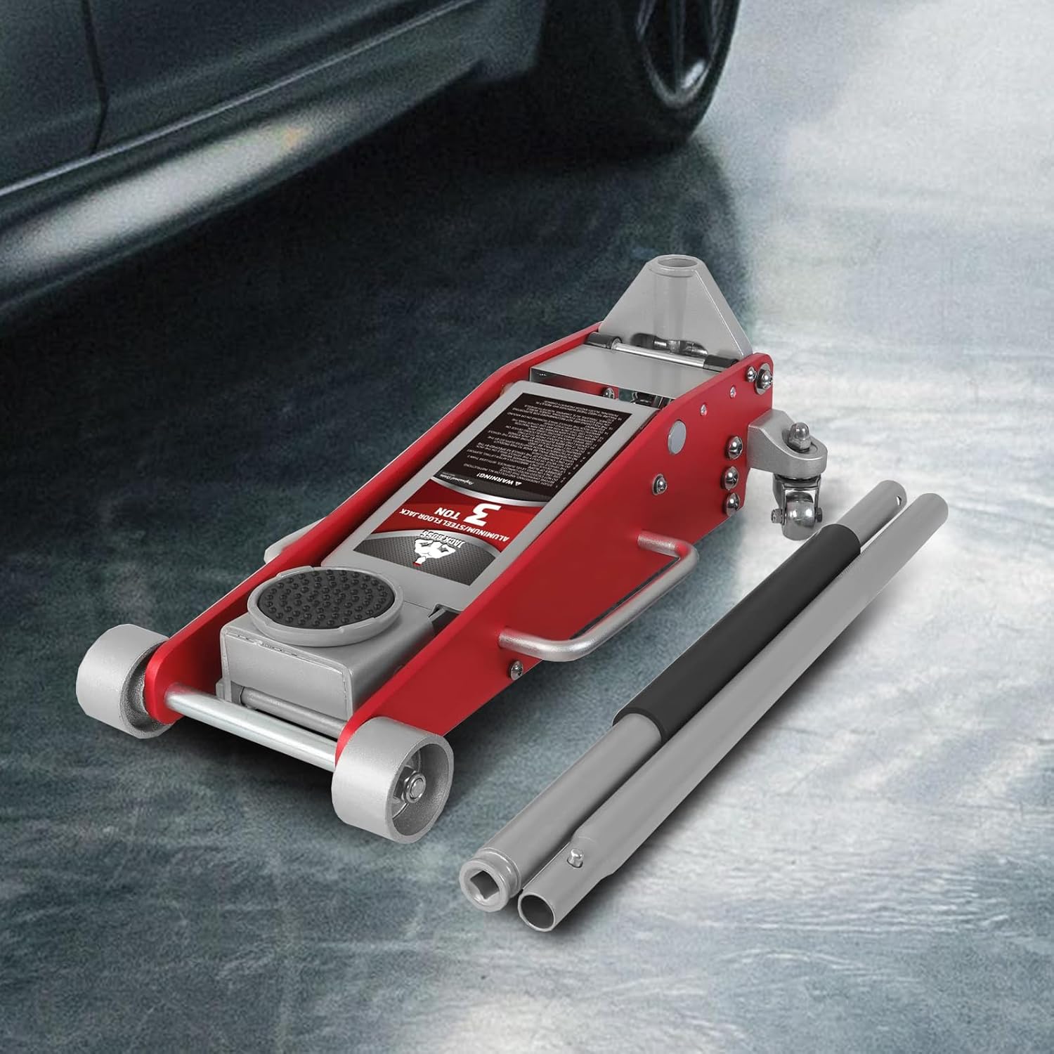 Aluminum and Steel Car Jack, 3 Ton (6,600 LBs) Hydraulic Floor Jack with Dual Piston Quick Lift Pump, Lifting Range 3-15/16