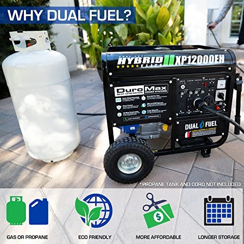 XP12000EH Dual Fuel Generator �C 12,000W Gas/Propane, 457cc 4-Stroke Engine, EPA/CARB Compliant