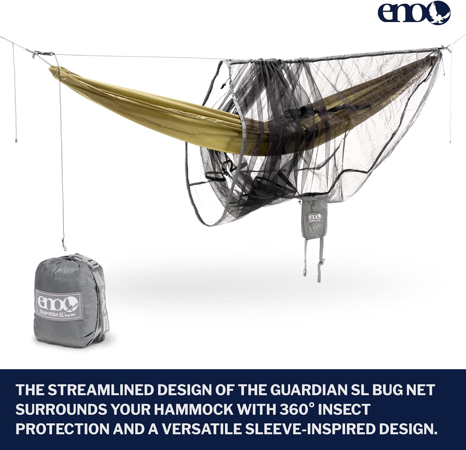 Hammock System - Includes Sub6 Hammock, Helios Suspension System, Guardian SL Bug Net, and Rain Tarp - Set of Lightweight Hammock Essentials for Camping, or Hiking - Grey/Lichen