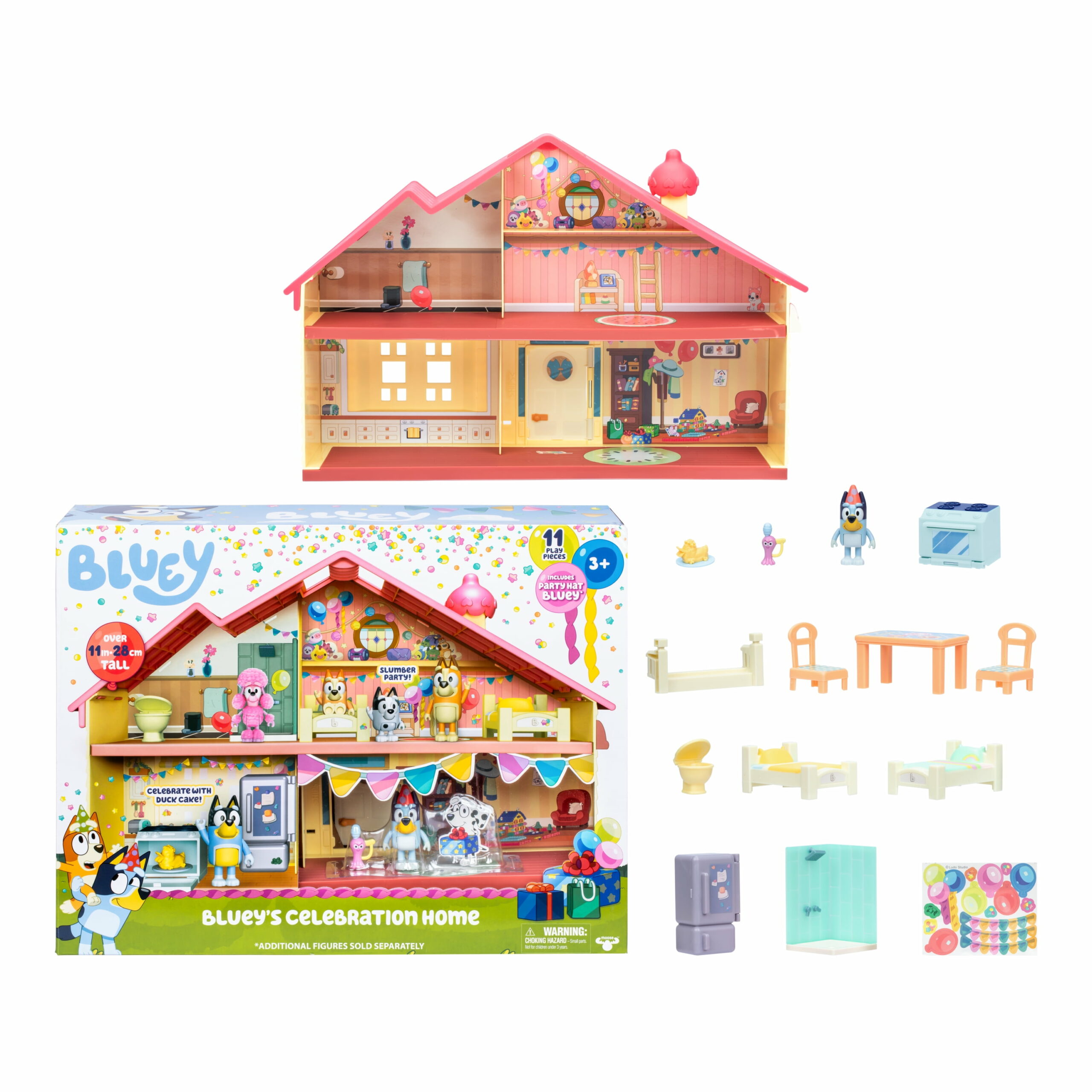 Bluey��s Celebration Home Playset �C 11 Pieces & Accessories, 2.5��� Bluey Figure, Ages 3+, Portable with Carry Handle