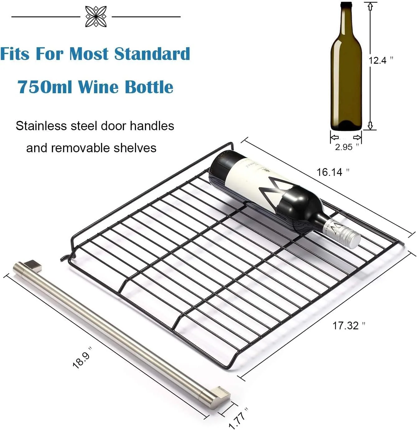 Antarctic Star Wine Cooler, 36 Bottle, Stainless Steel, Double Glass Door, Touch Screen, 4.4 Cu.Ft, Freestanding