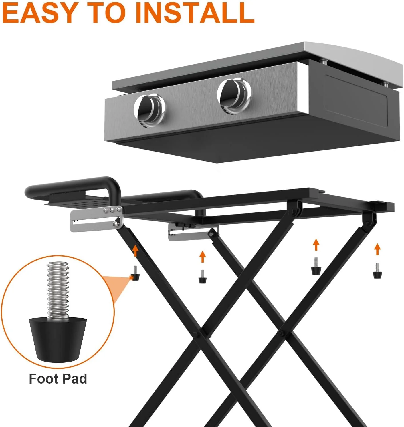 Portable Grill Cart for Blackstone 17 Inch & 22 Inch Table Top Griddles - Folding Cart Griddle Stand with Side Shelf