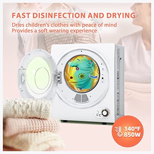 Portable Clothes Dryer 850W, 1.5 cu.ft, Compact & Quiet, Wall-Mountable, ETL Certified, Ideal for Small Spaces