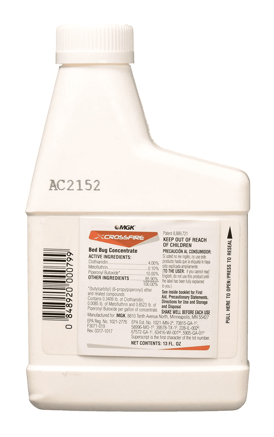 Crossfire Bed Bug Concentrate 13oz �C Non-Staining, Quick Kill Formula for All Life Stages, Indoor Use