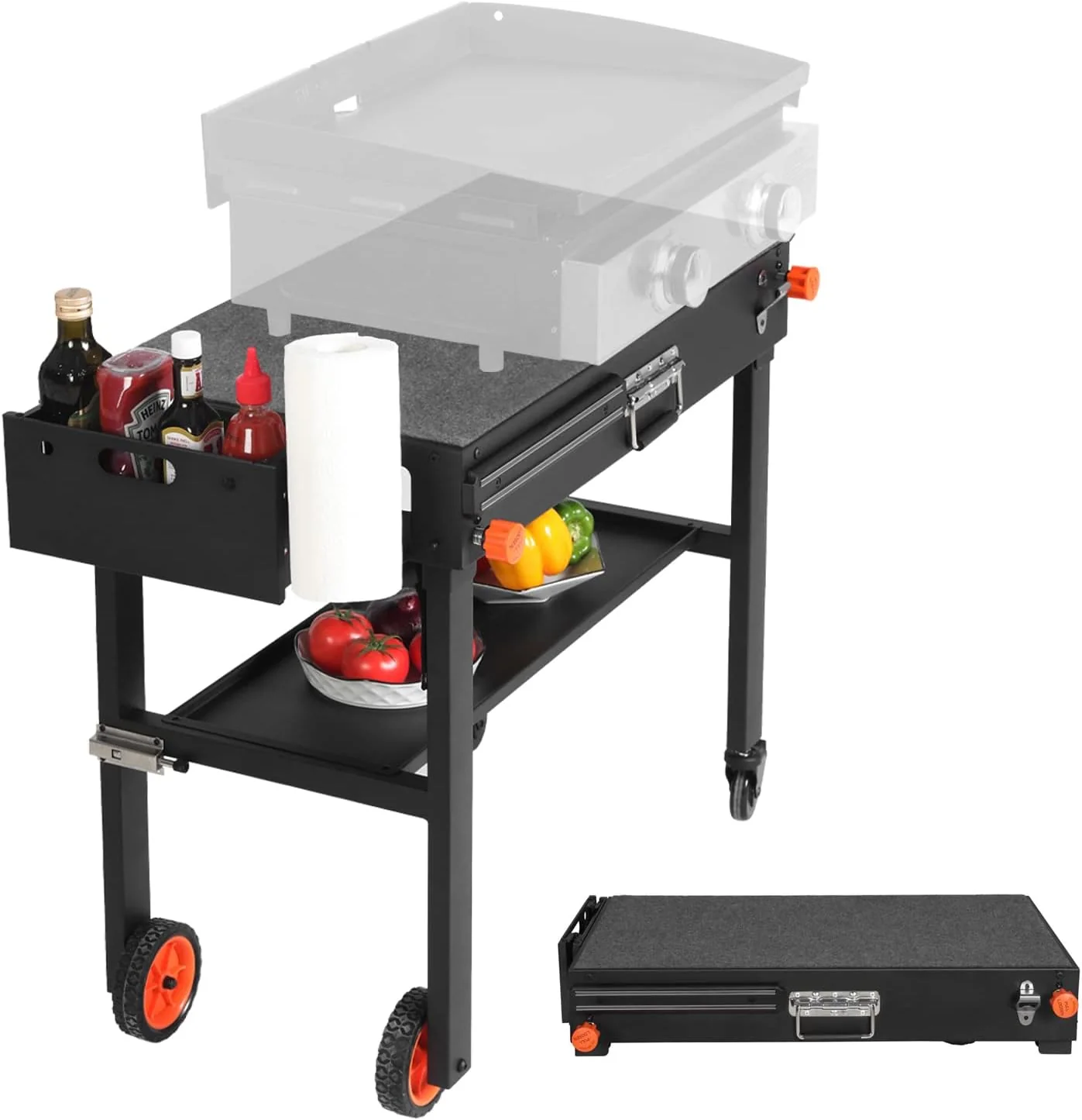 Portable Blackstone Griddle Stand Grill Table - Outdoor BBQ Cart with Wheels