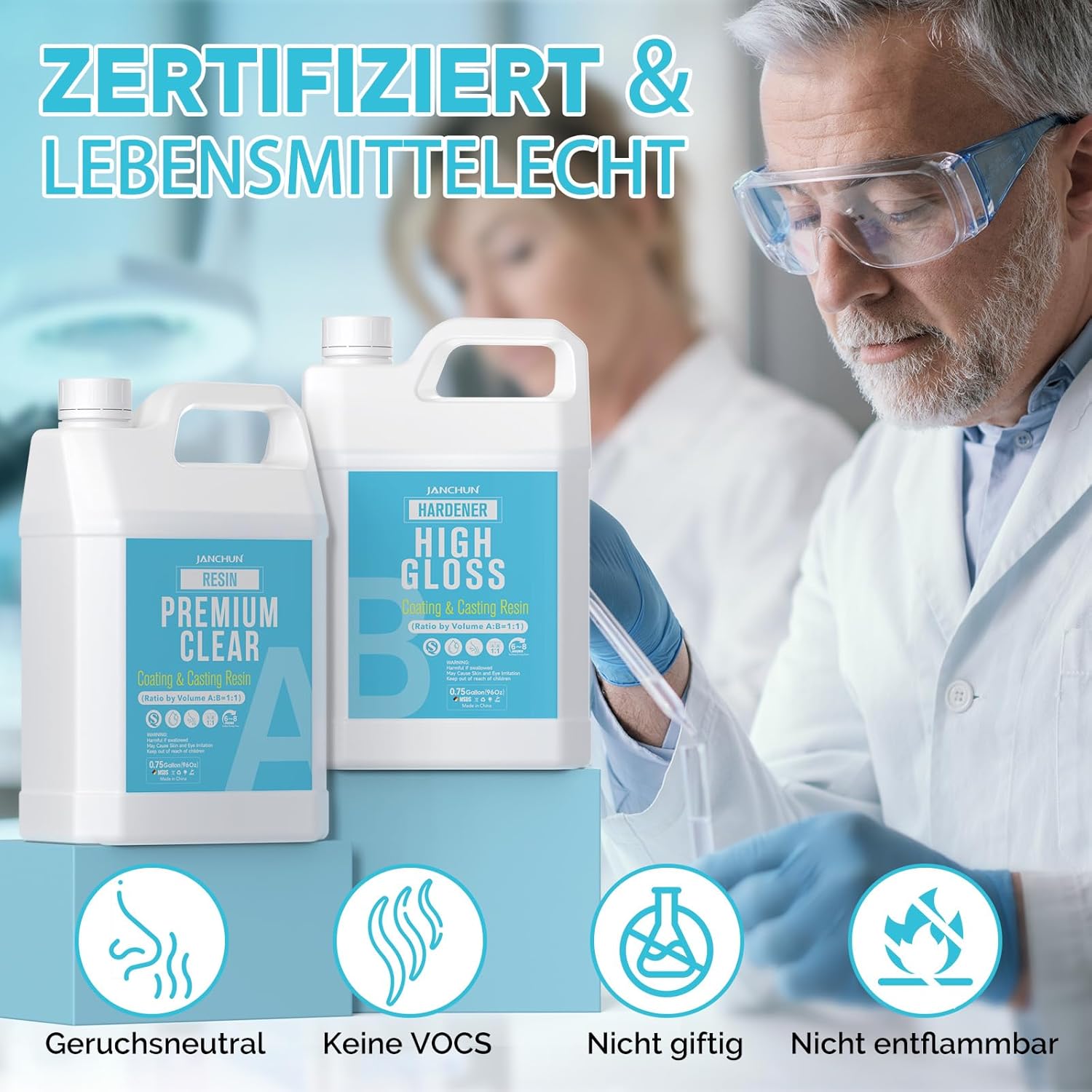 2 Gallon Epoxy Resin + 2 Gallon Epoxy Hardener, High Gloss Coating for River Table Tops, Art Casting Resin, Jewelry Making, DIY, Tumblers, Molds, Art Painting, Fast Curing Resin