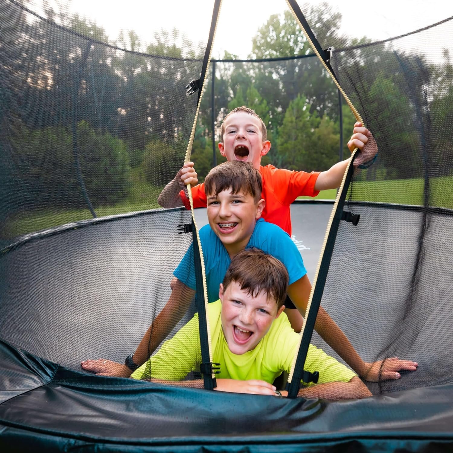 JUMPZYLLA Trampoline 8FT 10FT 12FT 14FT 15FT 16FT Trampoline with Enclosure �C Recreational Trampolines with Ladder and AntiRust Coating, ASTM Approval Outdoor Trampoline for Kids