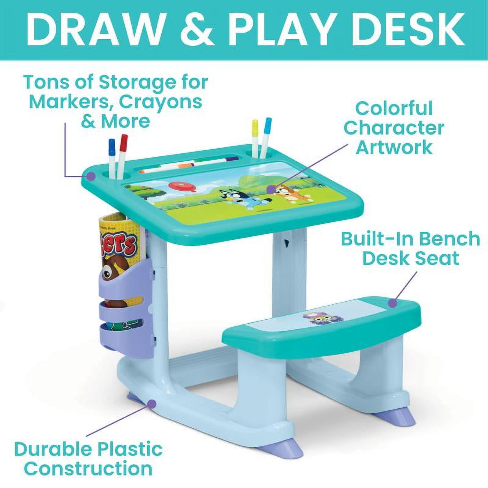 Delta Children Bluey 3-Piece Toddler Room-in-a-Box: Desk, Art & Storage Station, Toy Box