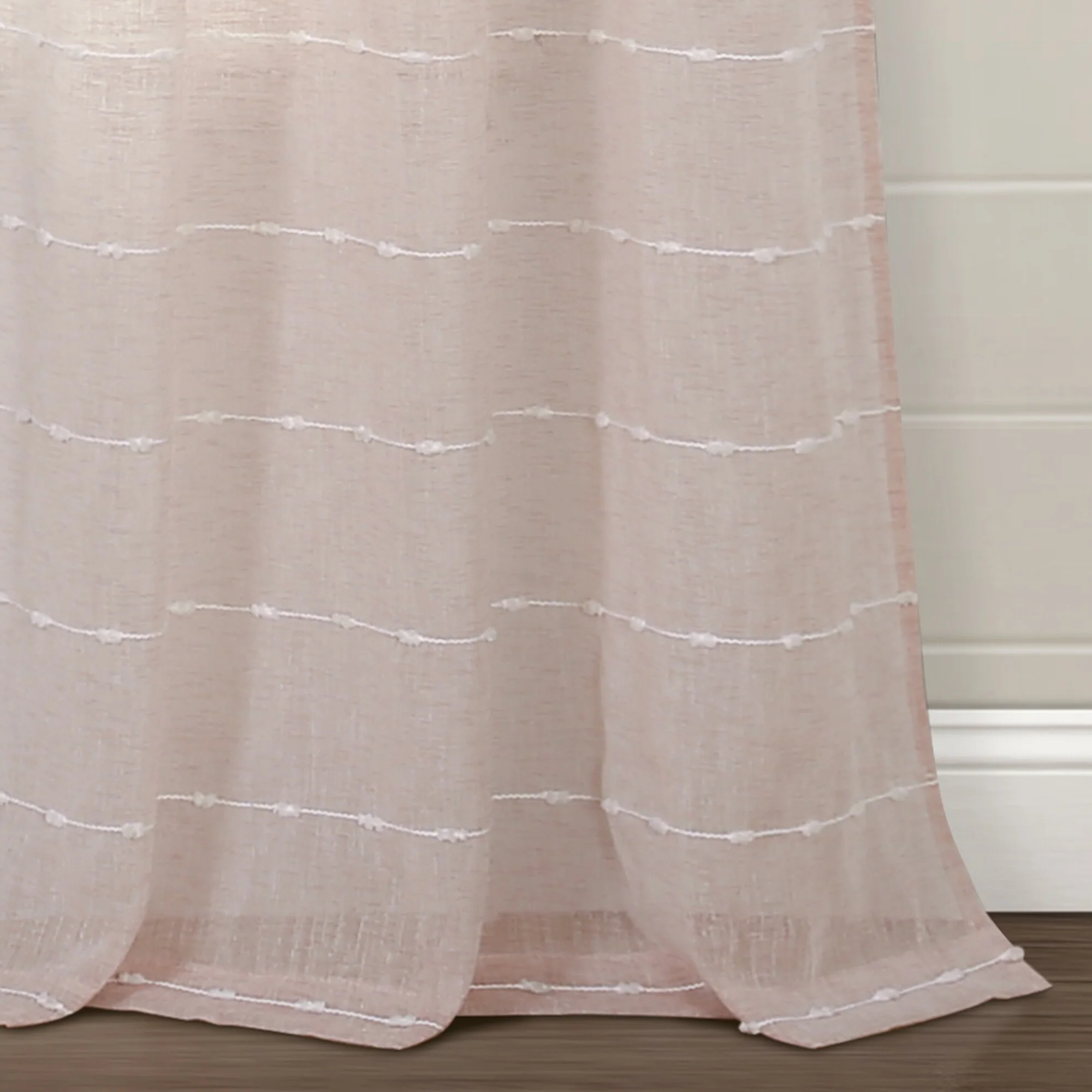 Lush Decor Farmhouse Textured Grommet Sheer Window Curtain Panel Pair