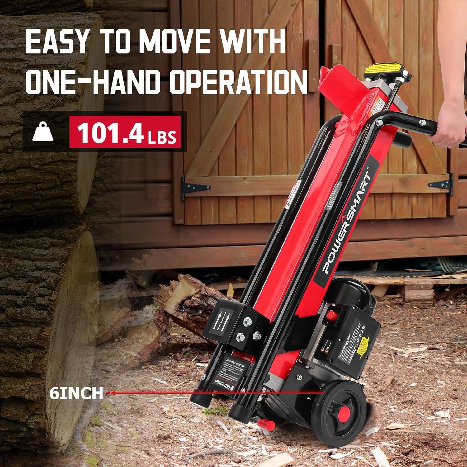 PowerSmart Electric Log Splitter 7-Ton �C Efficient Wood Splitter with 3500 Motor Speed, 15 Amp, Horizontal Full Beam Design and Steel Wedge for Firewood & Kindling Cutting