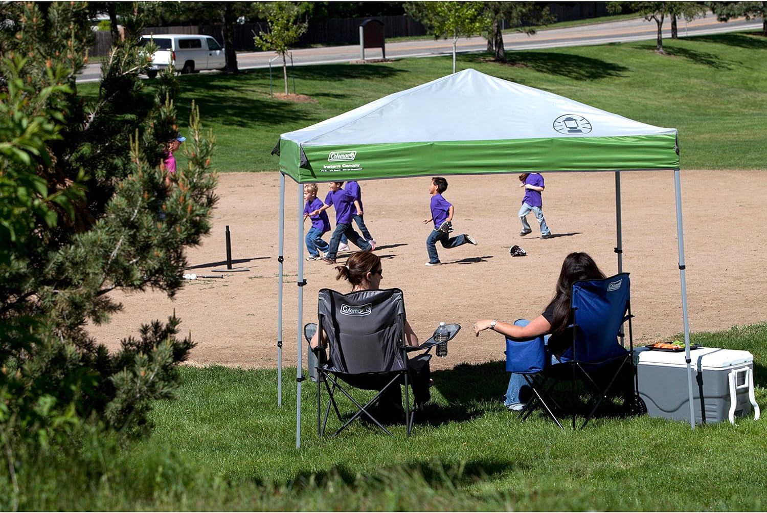 Canopy Sun Shelter with Instant Setup, Sun Shelter with Wheeled Carry Bag Sets Up in about 3 Mins, 7x5ft, 10x10ft, or 12x12ft Canopy for Sporting Events, Tailgating, Camping, & More