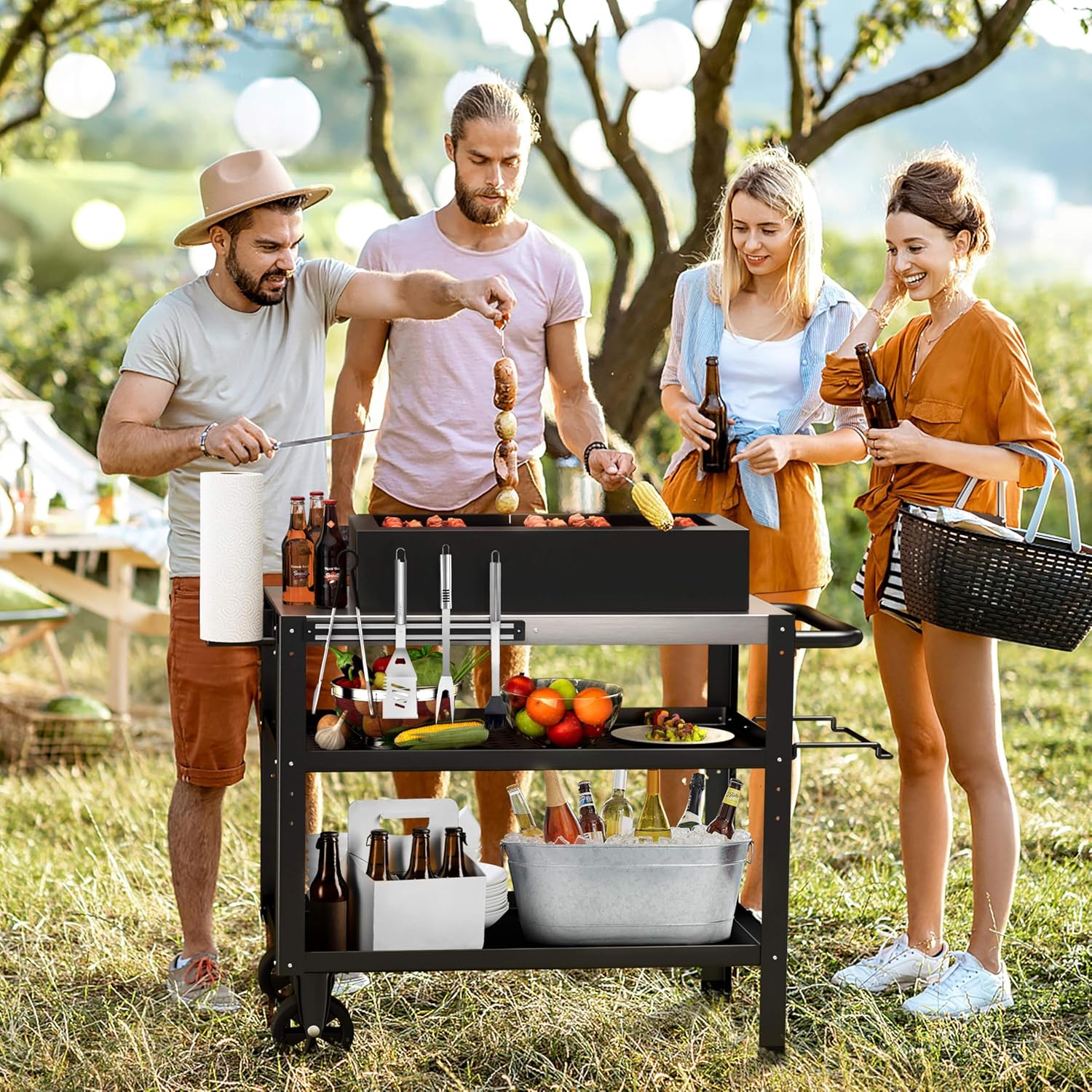 Stainless Steel Outdoor Grill Table with Wheels for 17???? or 22???? Griddles