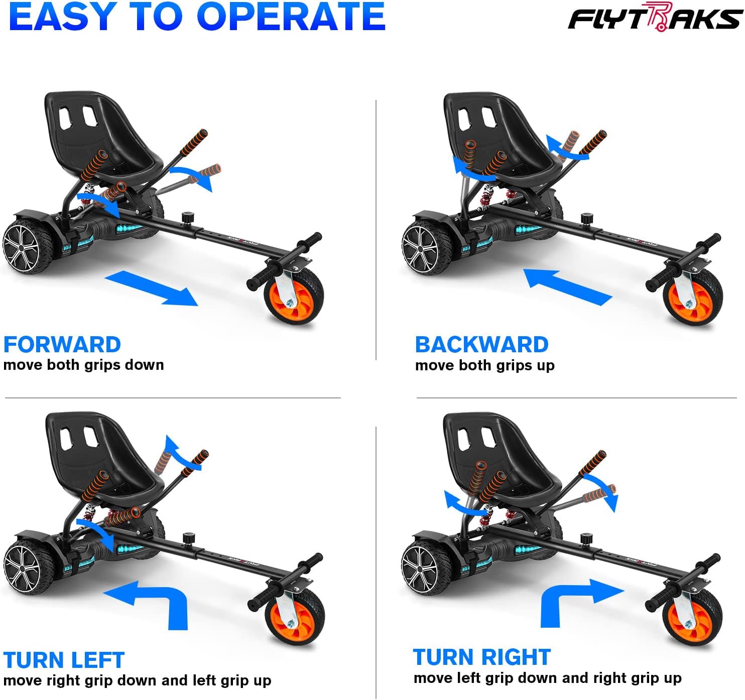 Hoverboard Go Kart with Rear Shock Absorption, Hoverboard Seat Attachment Accessory for 6