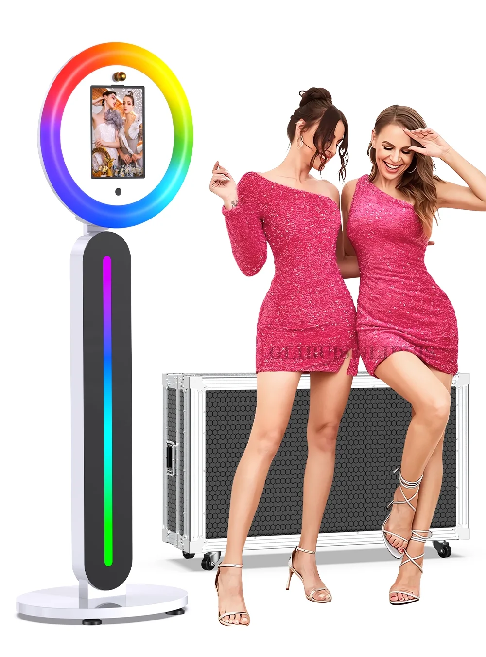 IPad PhotoBooth Stand with Light Ring Portable Stand Selfie Machine for Any iPad with Remote APP Control