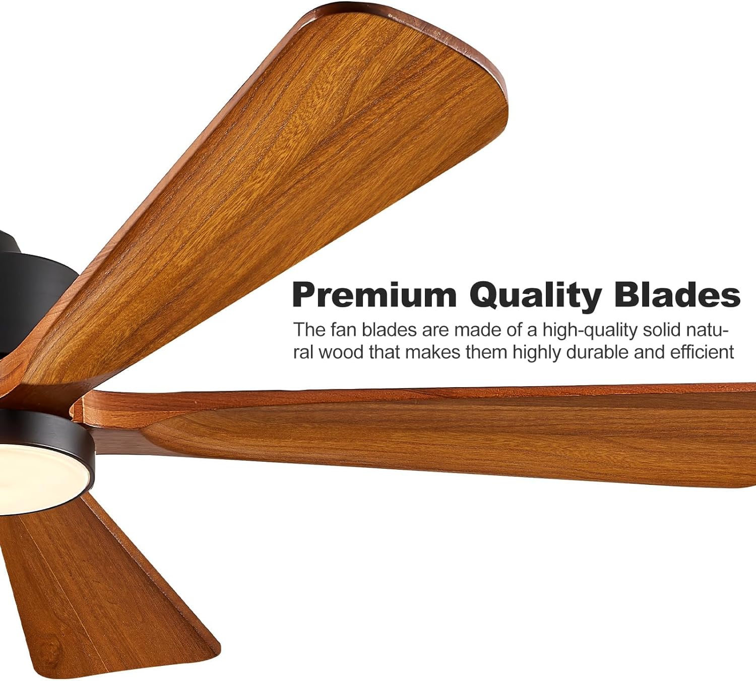 Ceiling Fans with Lights, 60 inch Outdoor Ceiling Fans with Lights for Patio and Remote Control, Modern Ceiling Fan with Light, 5 Solid Wood Blades 6-Speed Reversible DC Motor (Dark Brown)