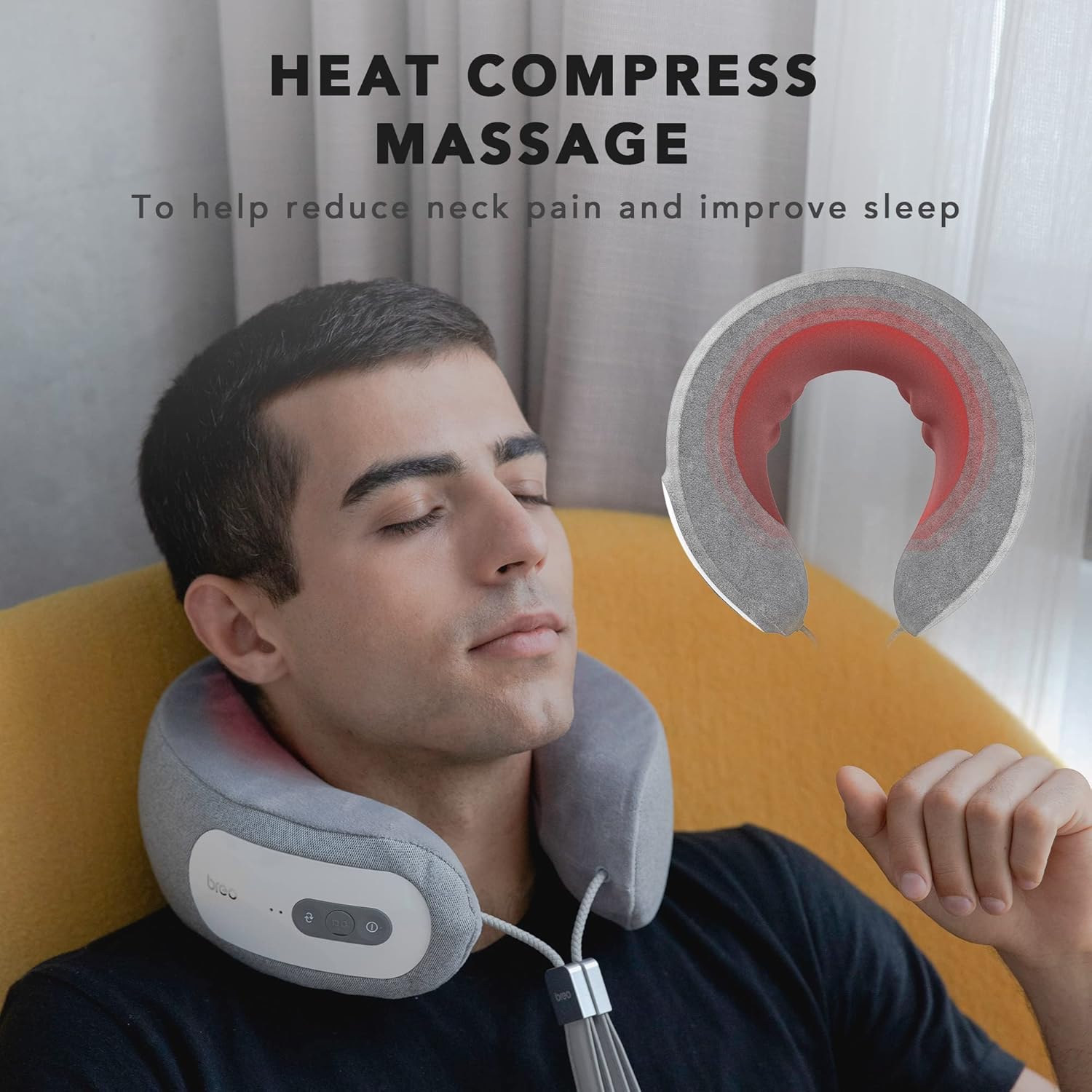 Breo iNeck 3Pro Shiatsu Electric Neck Massager with Heat, App Control, Lightweight, Ideal for Travel & Home Relaxation