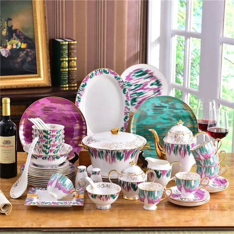 Western Ceramic 58-Piece Dinnerware Set  C Includes Coffee Set, Plates, Bowls, and More
