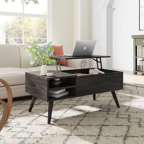 WLIVE Lift Top Coffee Table with Hidden Compartment & Adjustable Storage Shelf
