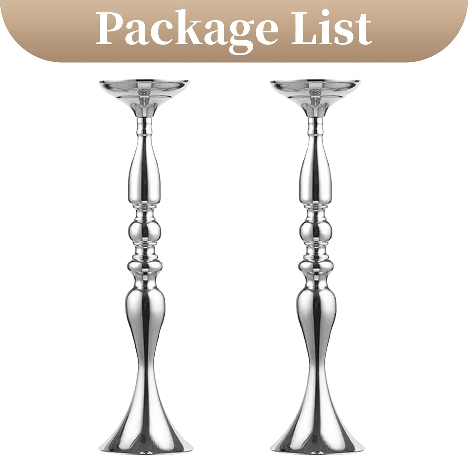 Elegant Silver Metal Wedding Centerpiece Stand 31.5     C Tall Tabletop Decor for Events & Parties