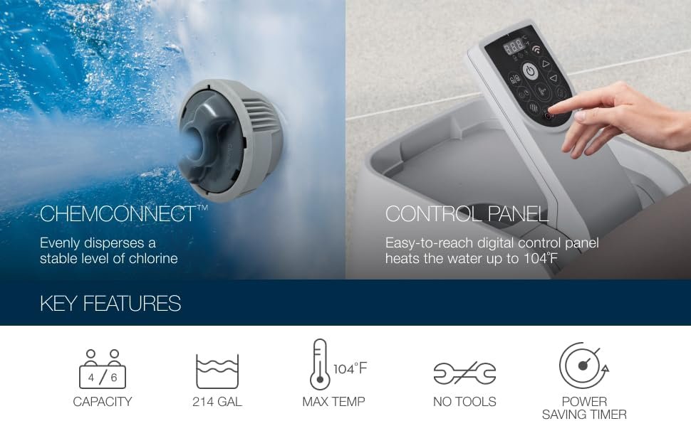 Bestway SaluSpa Miami EnergySense AirJet Inflatable Hot Tub Spa (71��� x 26���) | Portable Hot Tub with 2 Covers (1 Energy-Efficient Thermal Cover and 1 Standard Cover) | Fits Up to 2-4 Persons | Black