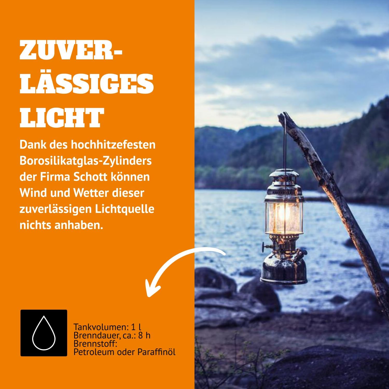 HK500 Pressurized Lantern, 500 Candlepower with 1 Quart Kerosene Tank for Home, Camping or Emergency Lighting, Hand Assembled High Pressure 400 Watt Lamp, Polished Brass