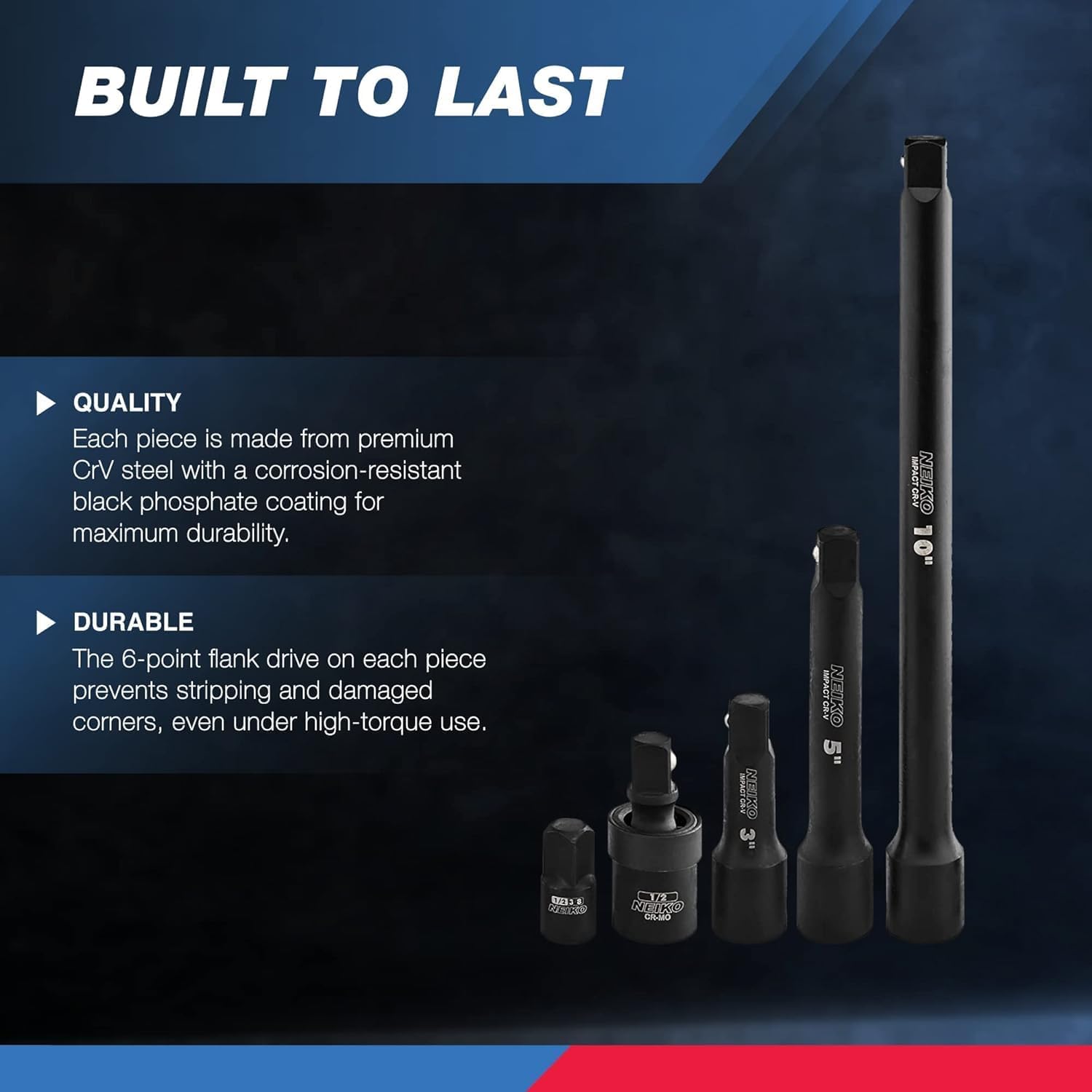 Chrome Vanadium Impact Socket Set 1/2    Drive, 65-Piece, SAE & Metric, Deep & Shallow, Includes Adapters & Ratchet Handle
