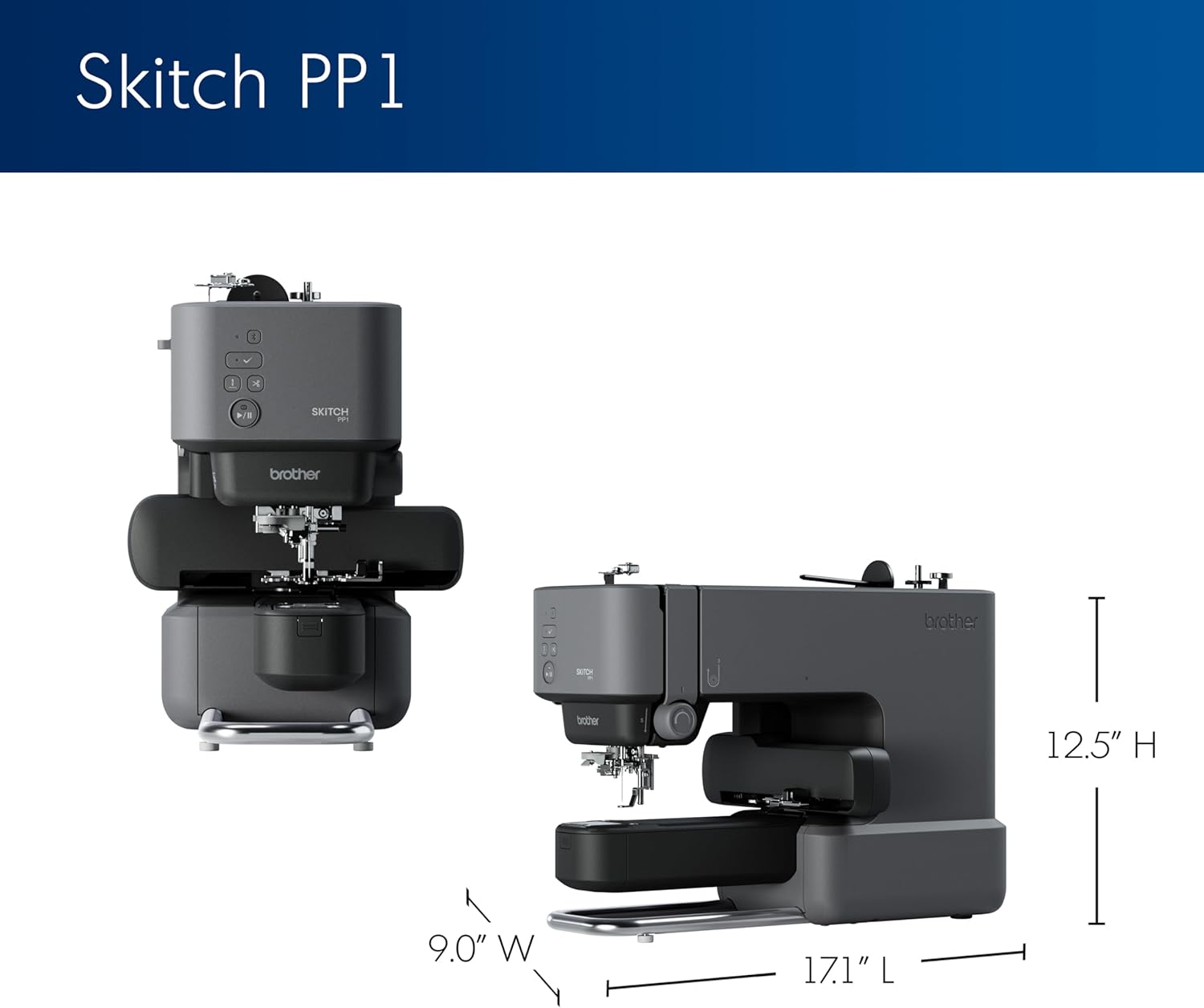 Skitch Single-Needle Embroidery Machine with Mobile App Support Bundle with Brother Magnetic SAMFP70 3 in. x 3 in. Embroidery Frame (2 Items)