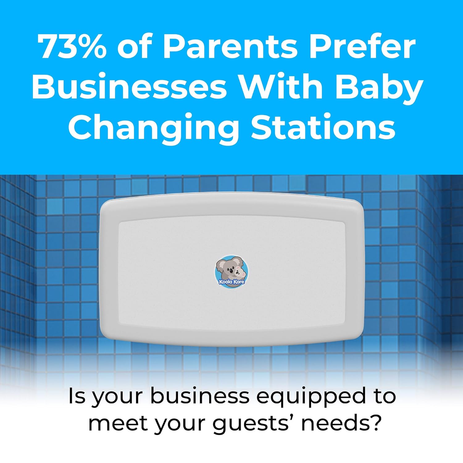 Koala Kare Horizontal Baby Changing Station, Cream, Extra-Wide Surface, Safety Belts, Microban Protection