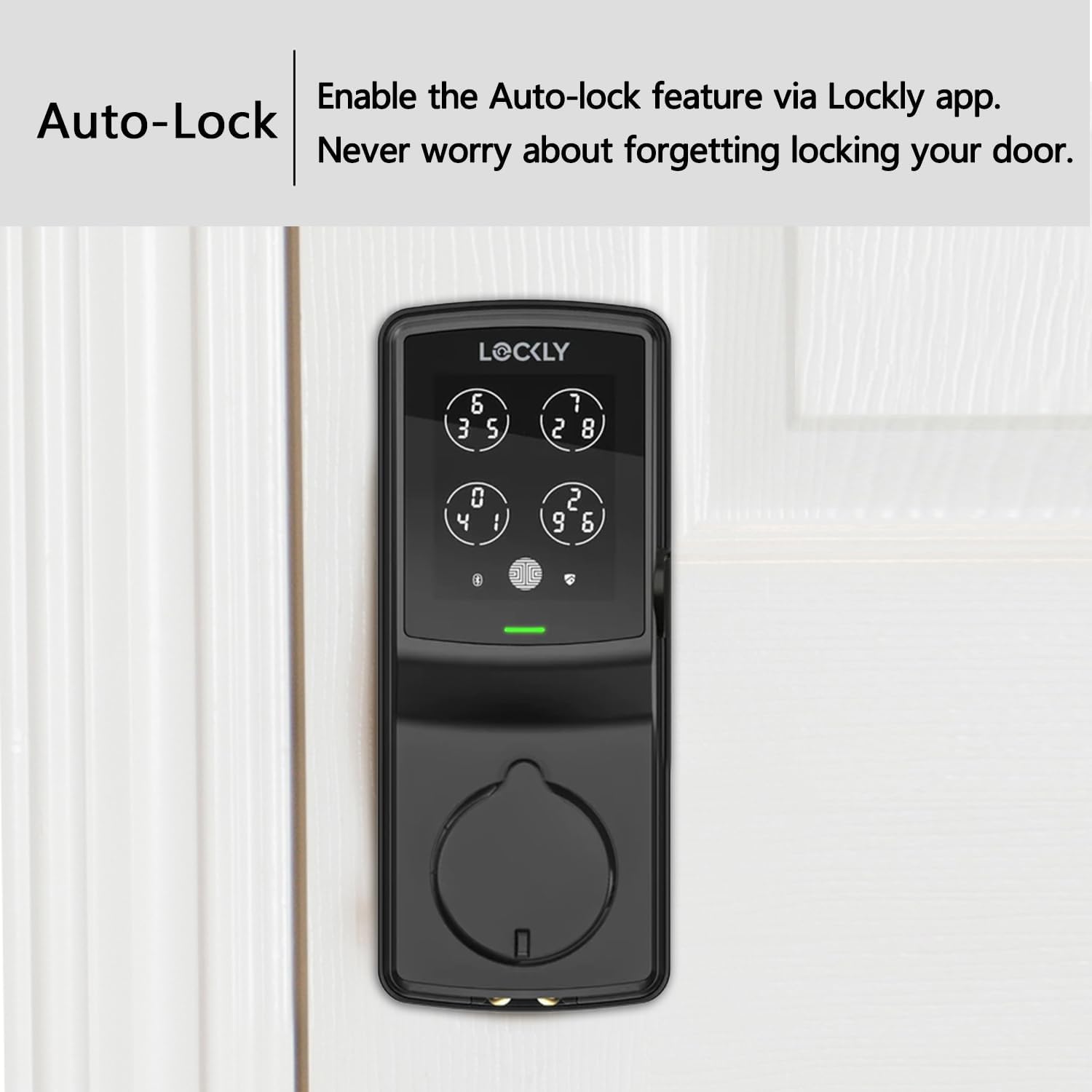 Lockly Smart Door Lock  C Keyless Entry with Biometric Fingerprint, Voice Control, Matte Black, Latch Edition, Wi-Fi & Bluetooth Enabled