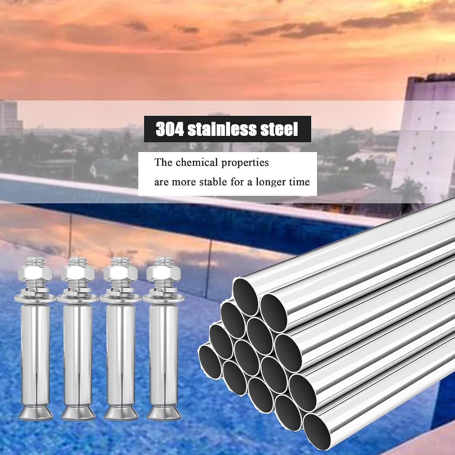 Pool Handrail Swimming Stainless Steel Humanized Handle Swimming Pool Stair Rail for Swimming Pool, Sloped Entry, Spa, Water Park