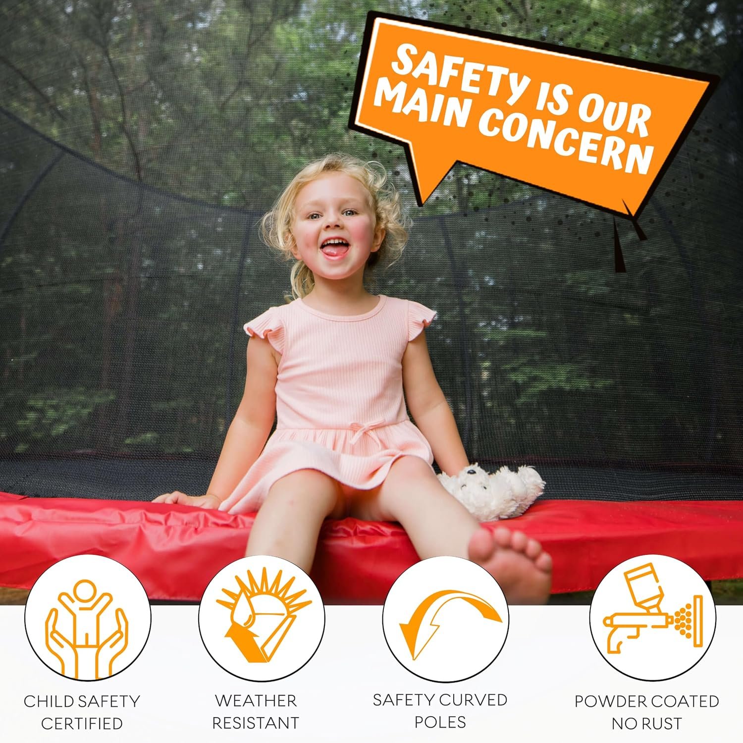 JUMPZYLLA Trampoline 8FT 10FT 12FT 14FT 15FT 16FT Trampoline with Enclosure �C Recreational Trampolines with Ladder and AntiRust Coating, ASTM Approval Outdoor Trampoline for Kids