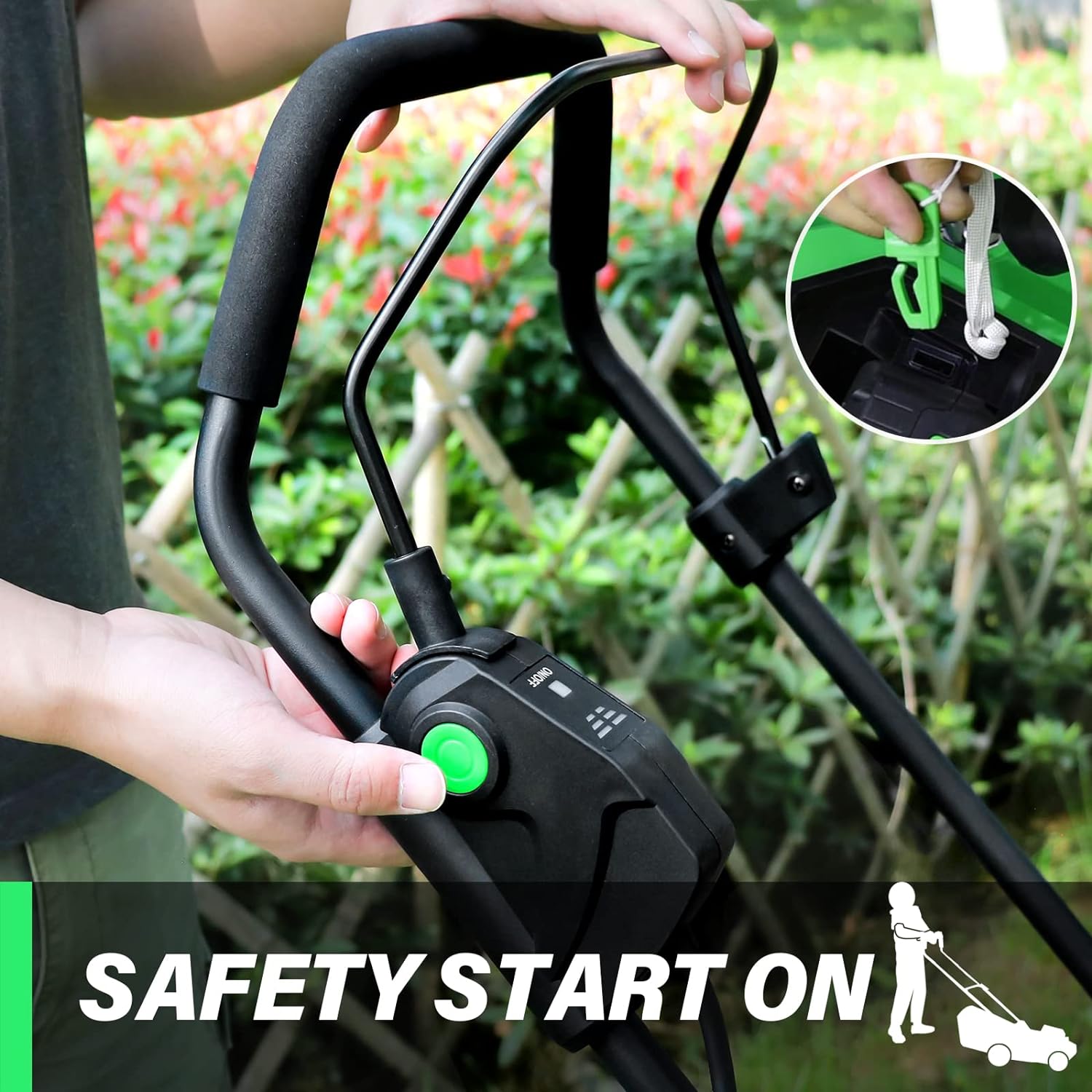 Electric Lawn Mower Cordless, 13 Inch 20V Lawn Mowers with Brushless Motor, 5-Position Height Adjustment, 4.0Ah Battery & Charger Included