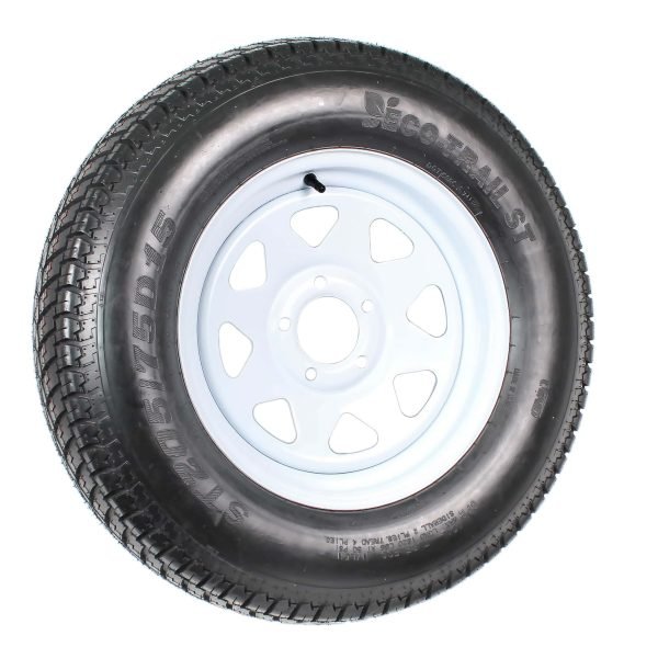 2-Pack Trailer Tire On Rim ST205/75D15 205/75 D 15 in. LRC 5 Hole White Spoke
