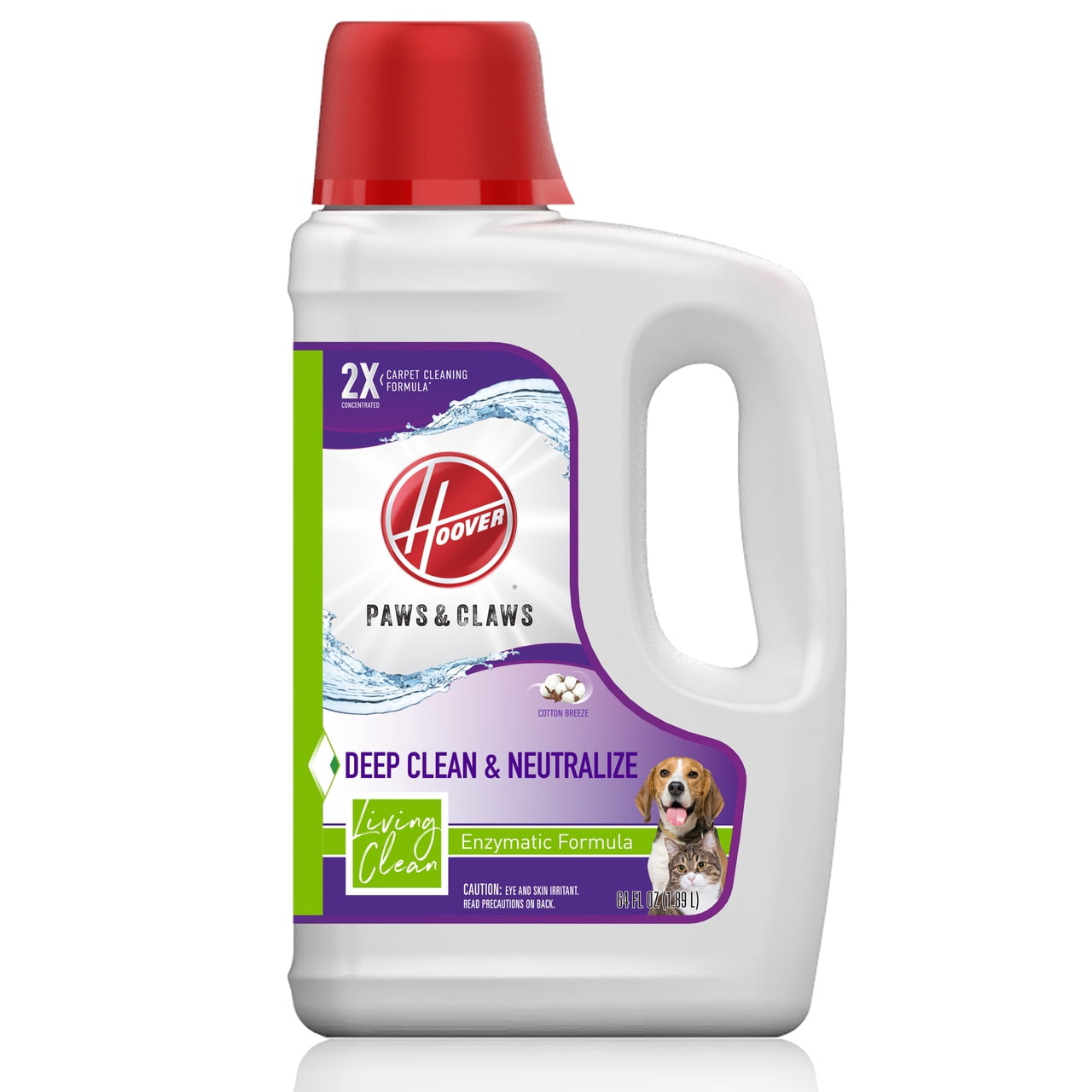 Hoover Pet Stain & Odor Carpet Cleaner Solution with Stain Guard, 64oz �C Enzymatic Cleaning for Carpets & Upholstery, Cotton Breeze Scent