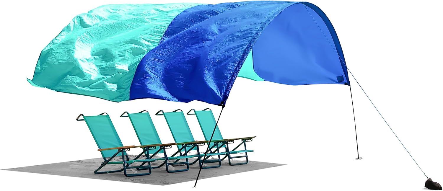 World's Best Beach Shade, The Original Wind-Powered? Beach Canopy, Provides 150 Sq. Ft. of Shade, Compact & Easy to Carry, Sets up in 3 Minutes, Designed & Sewn in America