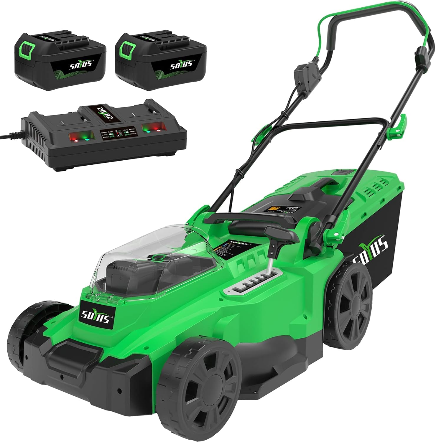 Electric Lawn Mower Cordless, 13 Inch 20V Lawn Mowers with Brushless Motor, 5-Position Height Adjustment, 4.0Ah Battery & Charger Included