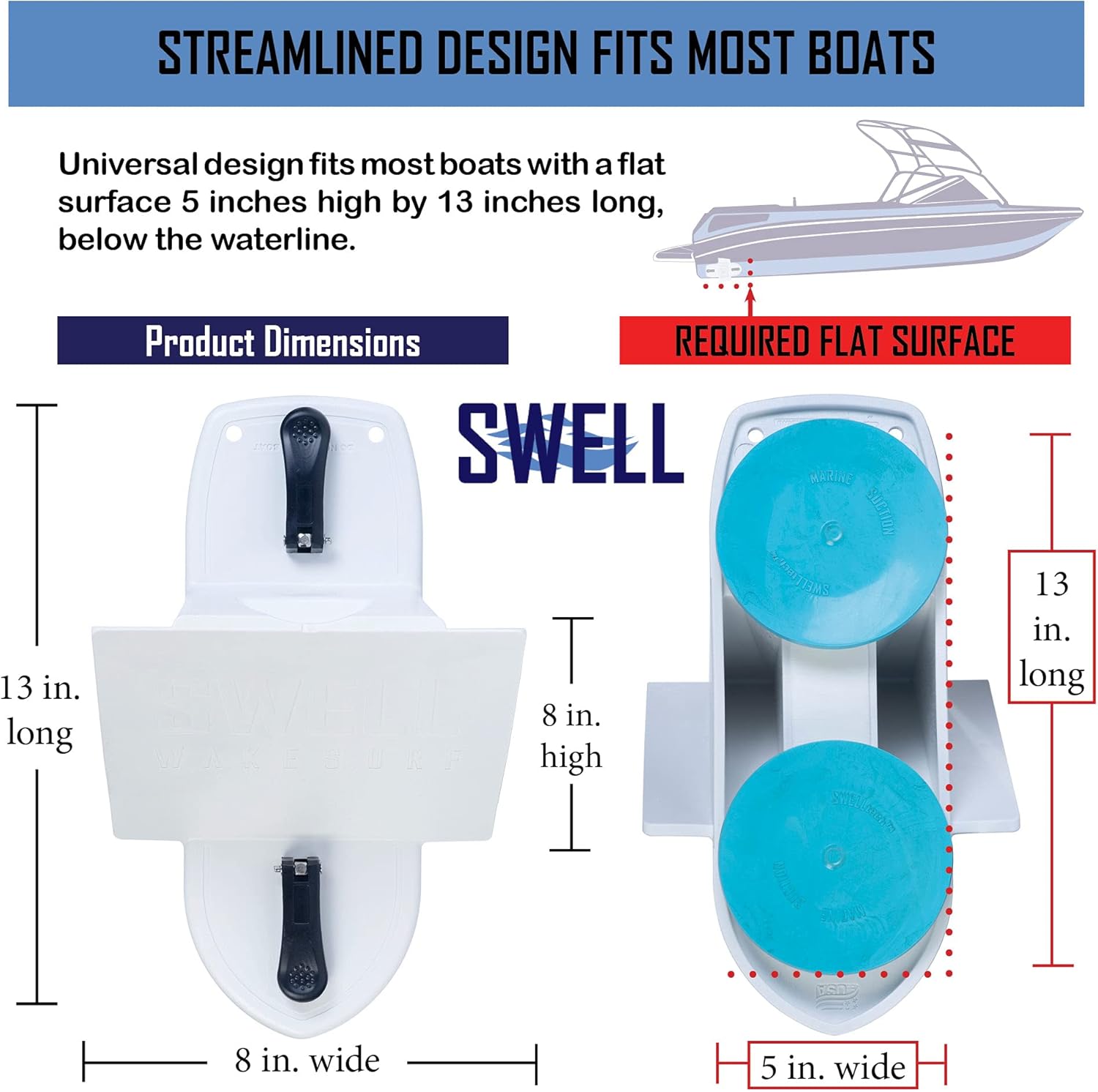 SWELL Wakesurf Creator FBA_1FT  C Durable Floating Wave Generator, White, Modern Style, Universal Boat Compatibility