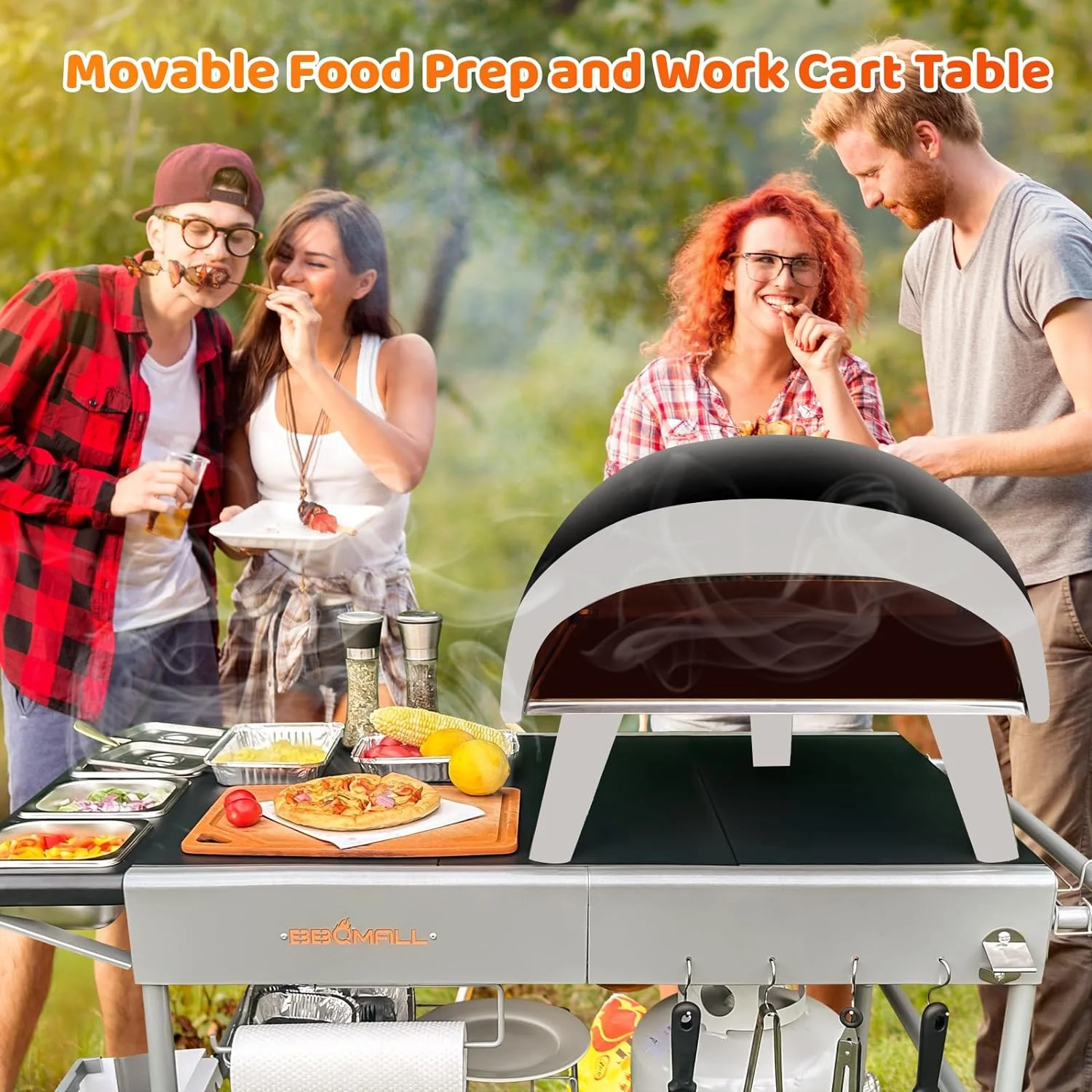 Pizza Oven Table Cart for Ooni Koda/Karu/Fyra 16 & 12 - Pizza Topping Station, Outdoor Grill Stand