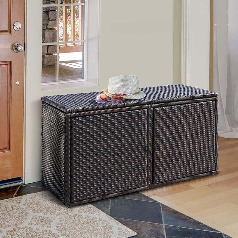 Keter 88 Gallon Rattan Outdoor Deck Storage Box  C Weatherproof Patio Container