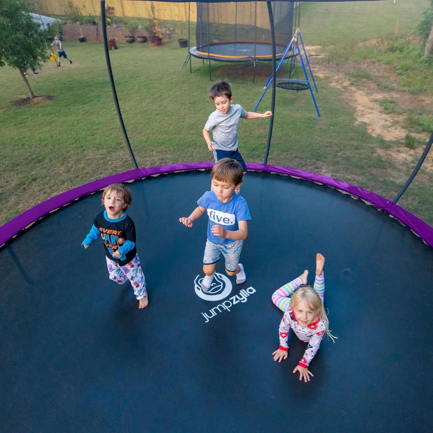 JUMPZYLLA Trampoline 8FT 10FT 12FT 14FT 15FT 16FT Trampoline with Enclosure �C Recreational Trampolines with Ladder and AntiRust Coating, ASTM Approval Outdoor Trampoline for Kids