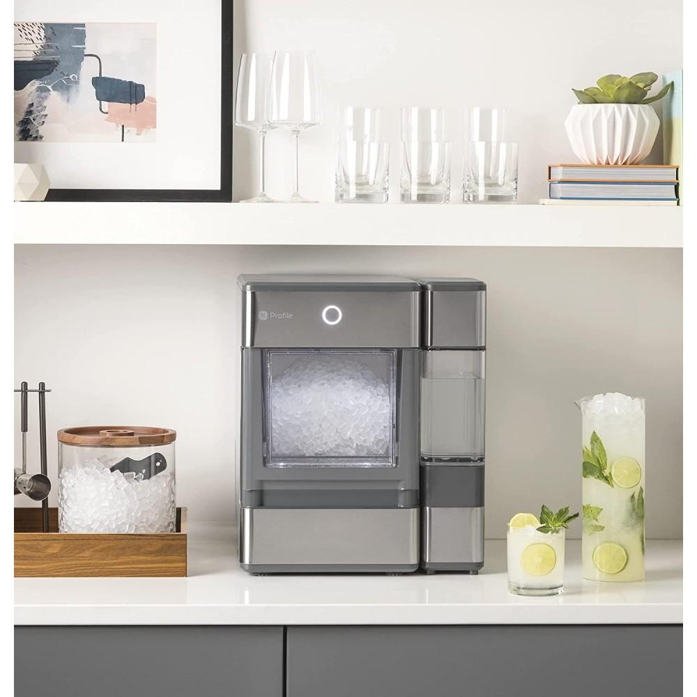 g GE Profile OPAL01GEPKT Opal | Countertop Nugget Ice Maker, Stainless Steel Wrap with Gray Accents & LED Lighting