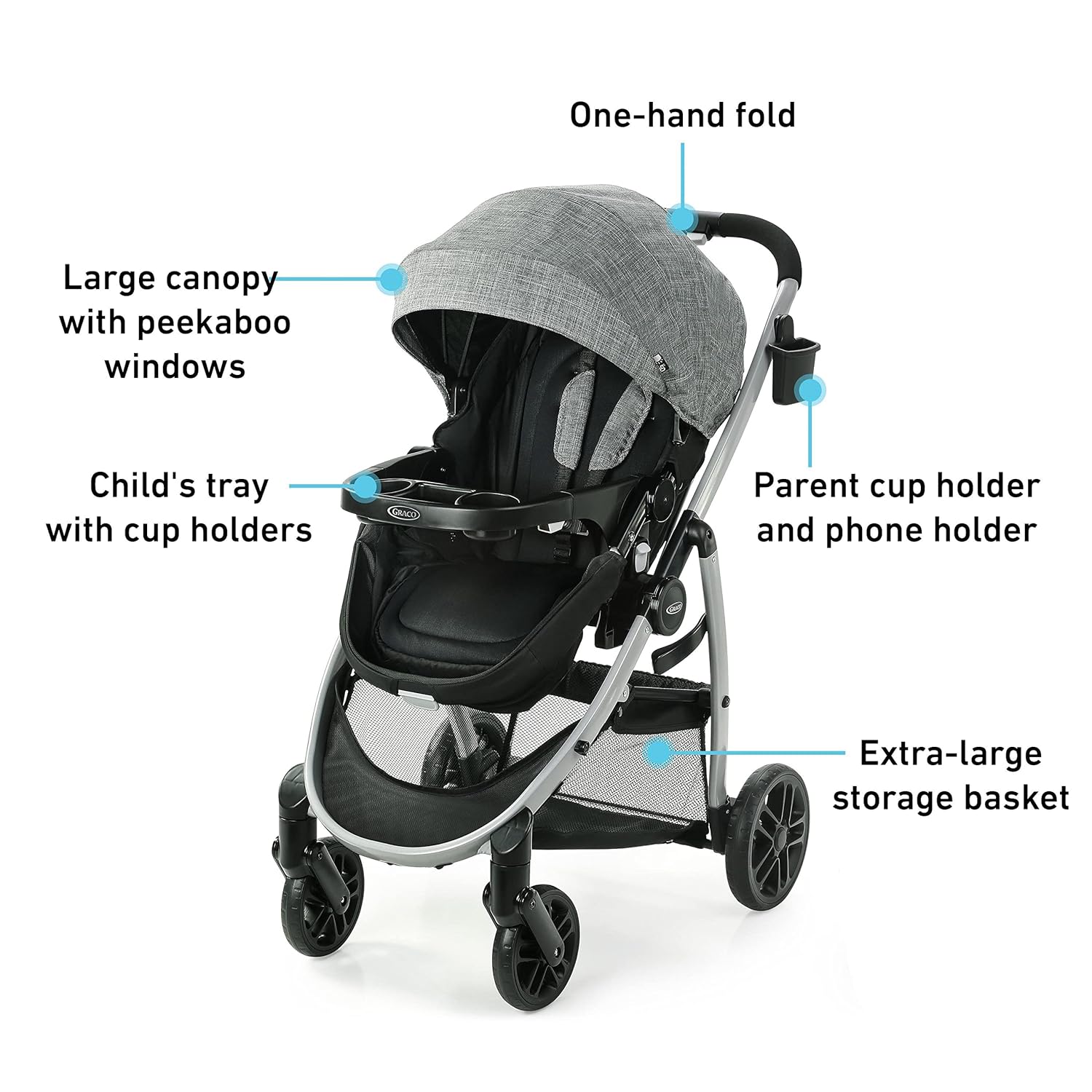 Graco Modes Pramette 3-in-1 Travel System, Stroller & Car Seat Combo, Reversible Seat, Ellington