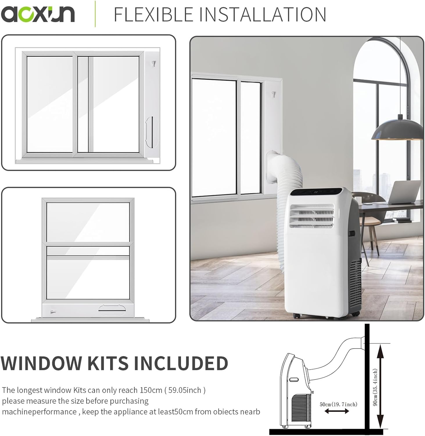 Portable Air Conditioner Cools up to 300 Sq.ft, 4-IN-1 Portable AC Unit with Cooling, Dehumidifier, Fan, 24H Timer (Window Venting Kit Included)